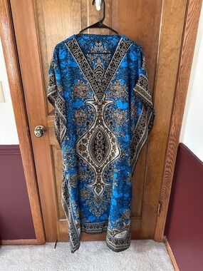Vibrant Blue Paisley Caftan